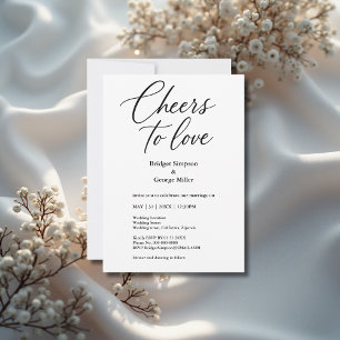 black & white Cheers to Love Elegant Wedding charm Invitation