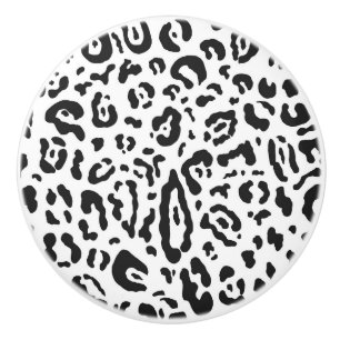Black & White Cheetah Leopard Animal Print Ceramic Knob