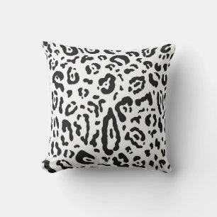 Black & White Cheetah Leopard Animal Print  Throw Pillow