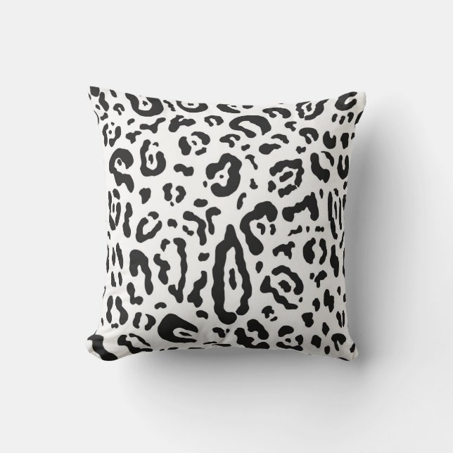 Black & White Cheetah Leopard Animal Print  Throw Pillow (Front)