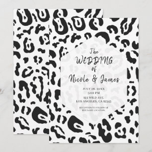 Black & White Cheetah Leopard Chic Wedding   Invitation