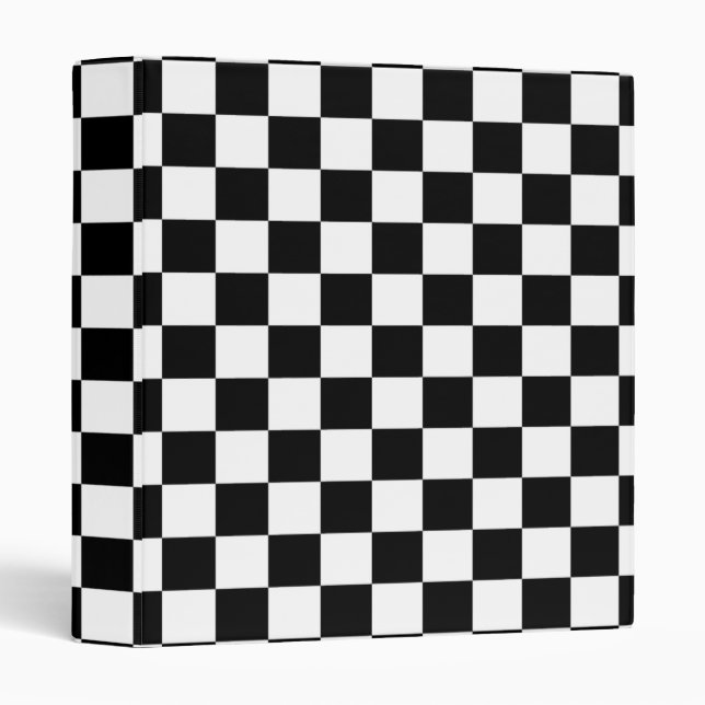 Black & White Chequerboard Background Binder (Front/Spine)
