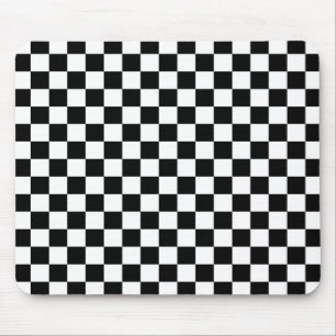 Black & White Chequerboard Background Mouse Pad