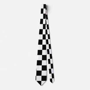 Black White Chequerboard Chequered Checked Check Tie