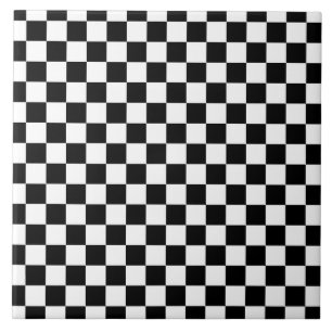 Black White Chequerboard Chequered Checked Check Tile