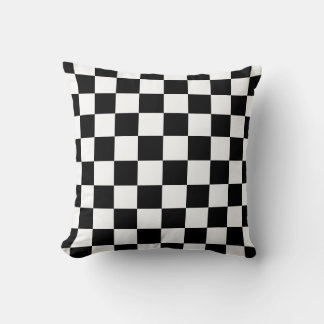 Black & White Chequerboard Design Throw Pillow