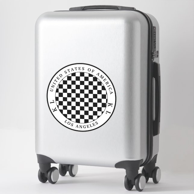 Black & White Chequerboard for Vacation  Sticker (Suitcase)