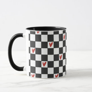 Black & White Chequerboard Mug | Modern Aesthetic 
