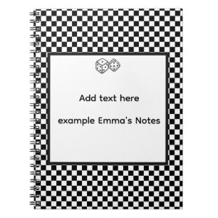 Black & White Chequerboard Notepad   Editable Pers Notebook