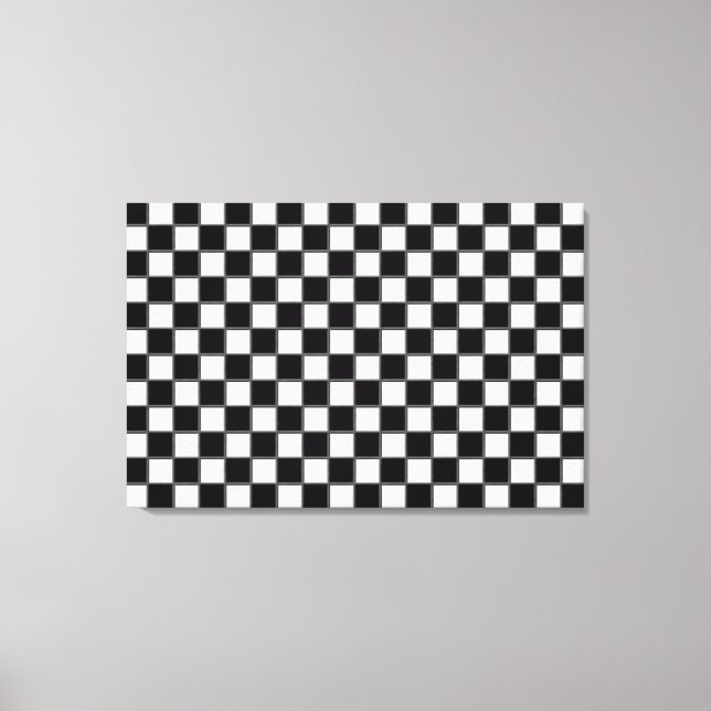 Black & White Chequerboard Pattern Canvas Print (Front)