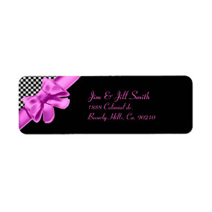 Black & White Chequerboard Pink Bow