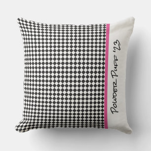 black white chequerboard sports team spirit colour throw pillow