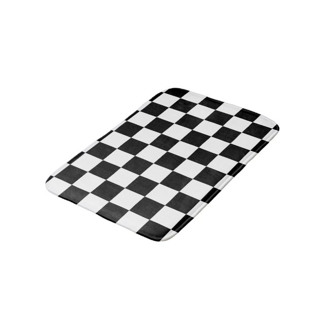Black White Chequered Bath Mat (Angled)