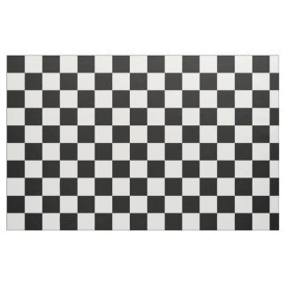Black White Chequered Block Pattern Fabric