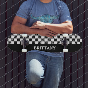 Black & White Chequered Board Skateboard