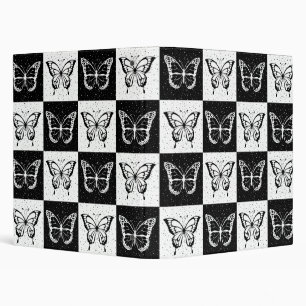 Black White Chequered Butterfly Design  Binder