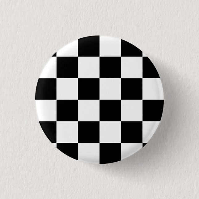 Black White Chequered Check Pattern 1 Inch Round Button (Front)
