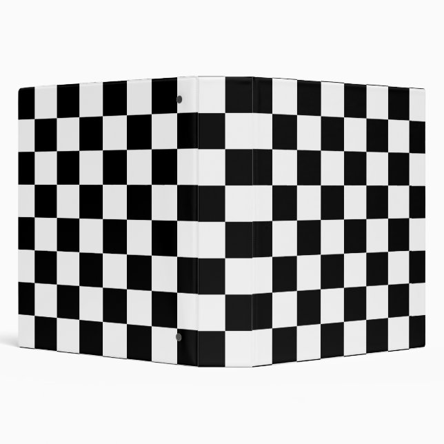 Black White Chequered Check Pattern Binder (Background)