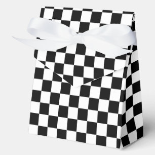 Black White Chequered Check Pattern Favor Box
