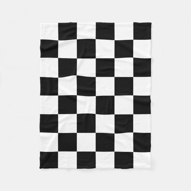 Black White Chequered Check Pattern Fleece Blanket (Front)