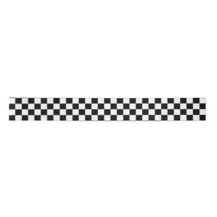 Black White Chequered Check Pattern Satin Ribbon