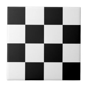 Black White Chequered Check Pattern Tile