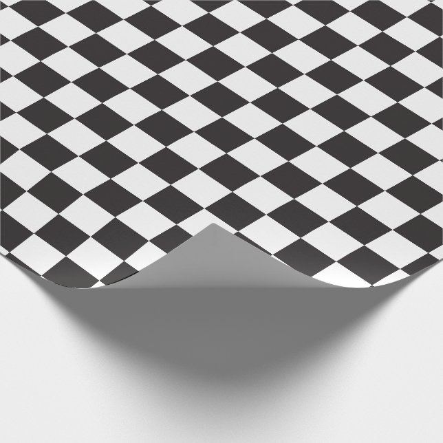 Black & [White] Chequered Chequerboard Checkers Wrapping Paper (Corner)