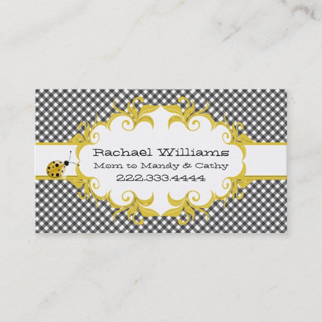 Black & White Chequered Custom Mommy Card (Front)