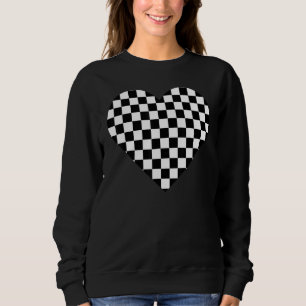 Black White Chequered Cute Chess Game Women Men Sweatshirt
