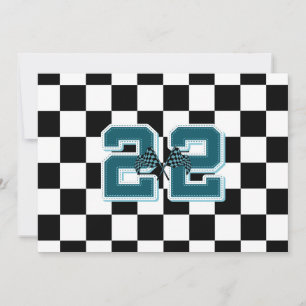 Black & white chequered, flag invitation