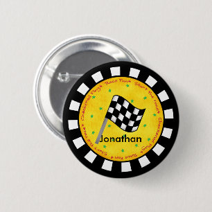 Black White Chequered Flag Round Name Badge 2 Inch Round Button