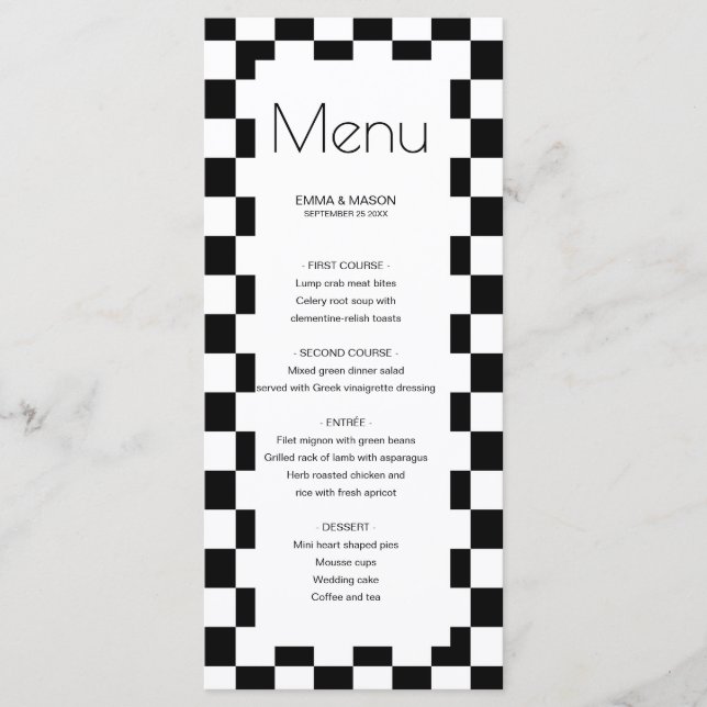 Black White Chequered Frame Menu (Front)