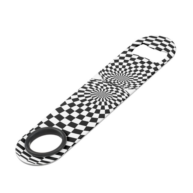 Black/White Chequered Globe Thunder_Cove Bar Key (Front Angled)