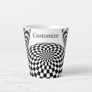 Black/White Chequered Globe Thunder_Cove Latte Mug