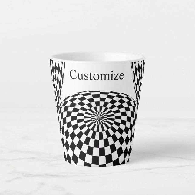 Black/White Chequered Globe Thunder_Cove Latte Mug (Front)