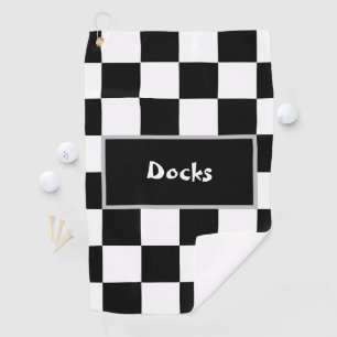 Black White Chequered  Golf Towel