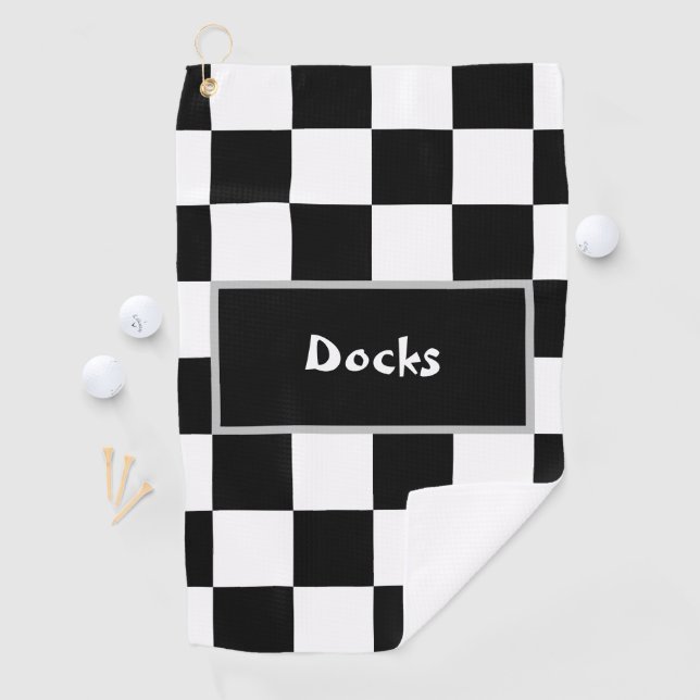 Black White Chequered  Golf Towel (InSitu)