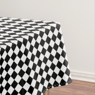 Black White Chequered Modern Pattern Home Decor Tablecloth