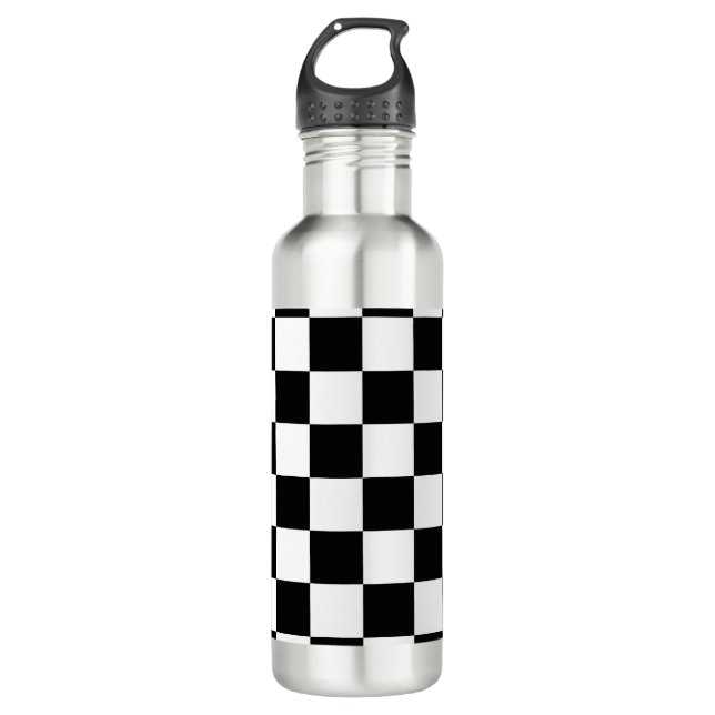Black & White Chequered Pattern 710 Ml Water Bottle (Front)