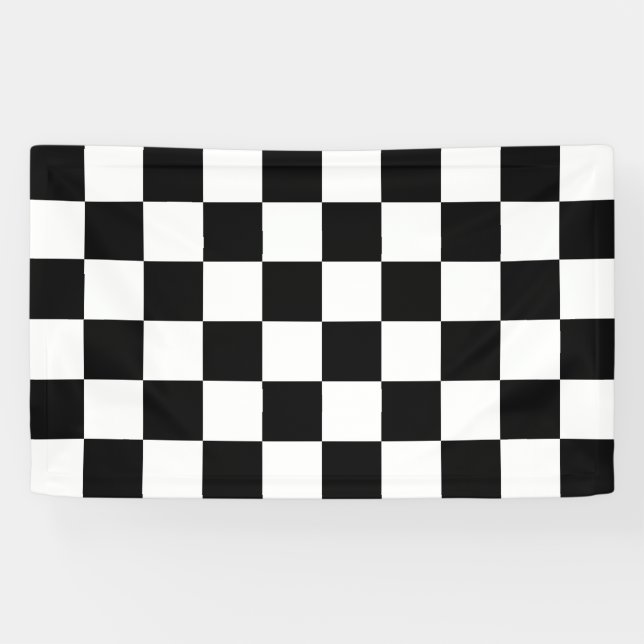 Black & White Chequered Pattern Banner (Horizontal)