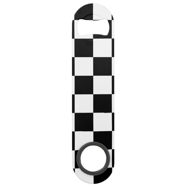 Black & White Chequered Pattern Bar Key (Front)