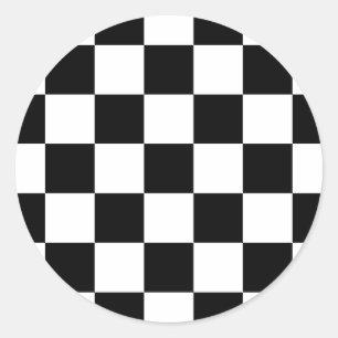 Black & White Chequered Pattern Classic Round Sticker