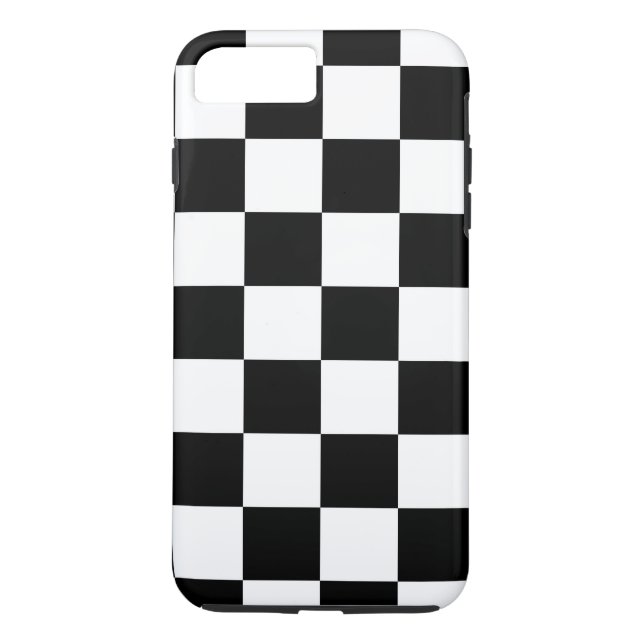 Black & White Chequered Pattern iPhone 8 Plus Case (Back)