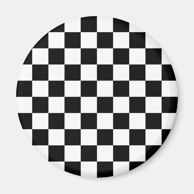 Black & White Chequered Pattern Magnet (Front)