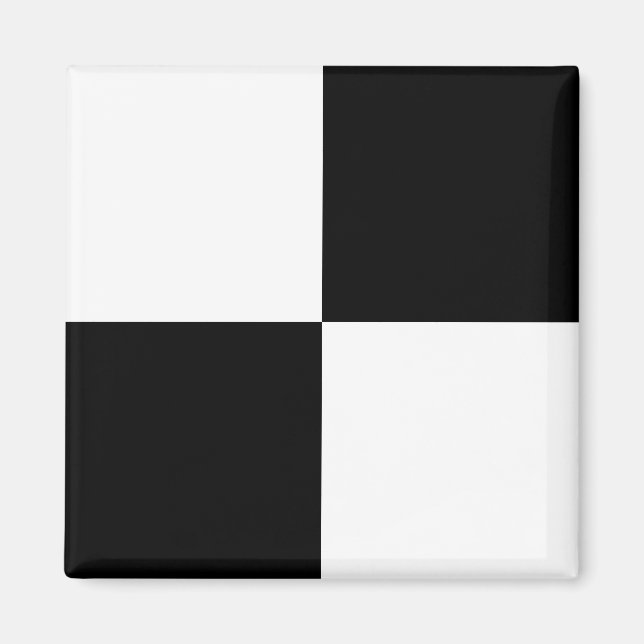 Black white chequered pattern simple Square Magnet (Front)