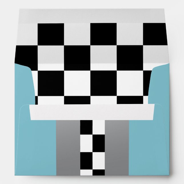 Black & white chequered, race car envelope (Back (Bottom))