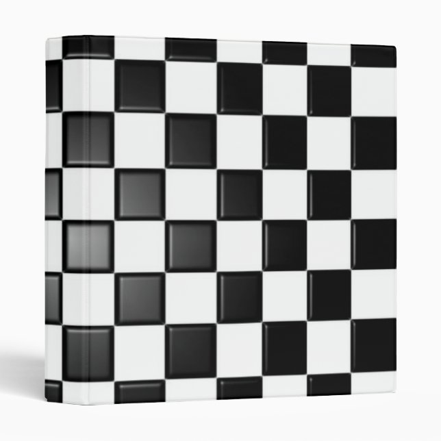 Black & White Chequered School Work Binder Folder (Front/Spine)