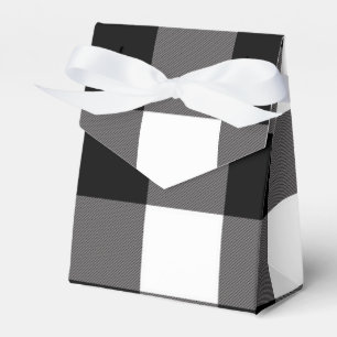 Black & White Chequered Squares Buffalo Plaid Favor Box
