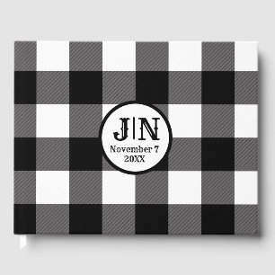 Black & White Chequered Squares Buffalo Plaid Guest Book
