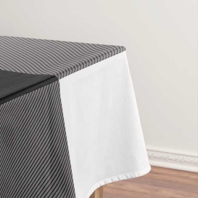 Black & White Chequered Squares Buffalo Plaid Tablecloth (In Situ)